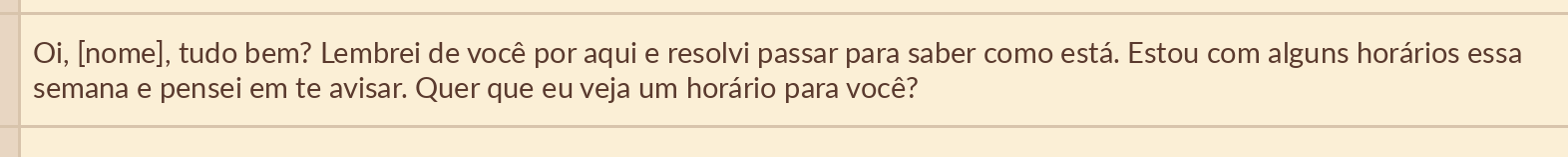 Exemplo de mensagem pronta para cliente sumida